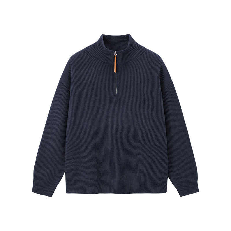 Ribbed Cotton-Blend Quarter-Zip Jumper