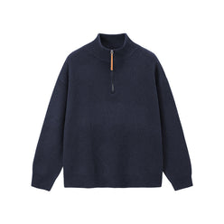 Ribbed Cotton-Blend Quarter-Zip Jumper