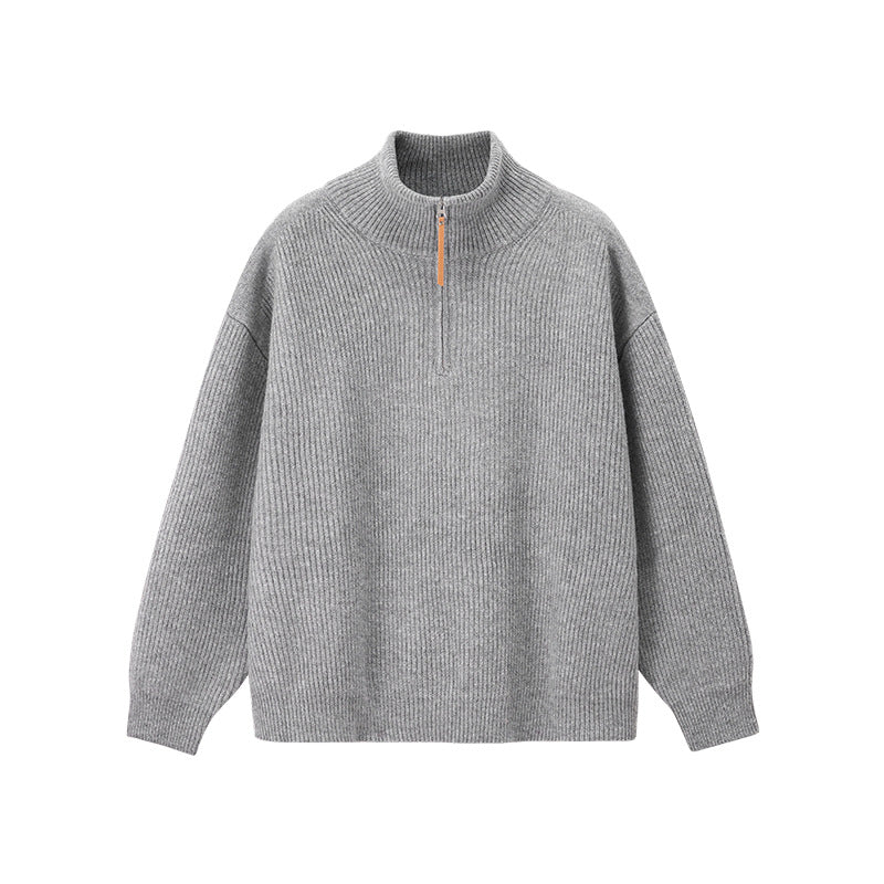 Ribbed Cotton-Blend Quarter-Zip Jumper