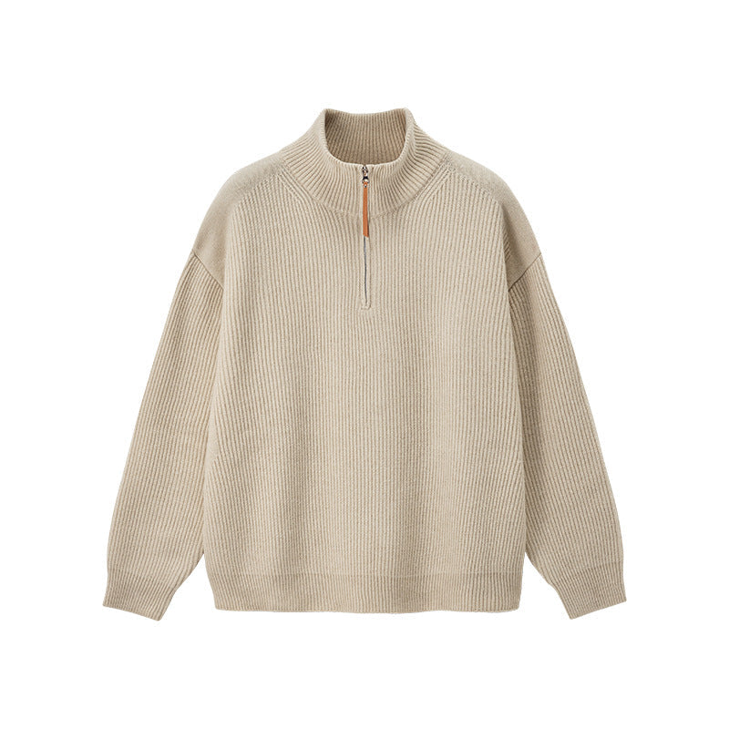 Ribbed Cotton-Blend Quarter-Zip Jumper