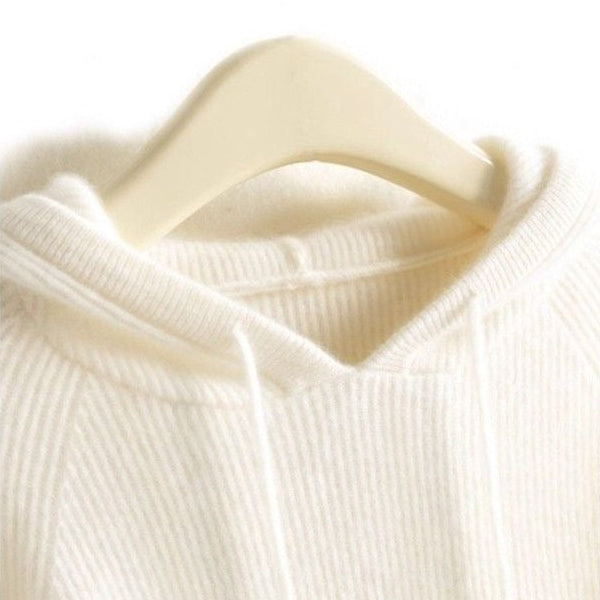 Cashmere-Feel Knitted Hoodie