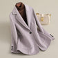 Blazer Wool Blend Longline with Notched Lapel and Single Button