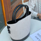 Tote Bag Canvas Faux Leather with Adjustable Crossbody Strap