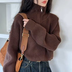 Soft-Touch Oversized Quarter-Zip Jumper