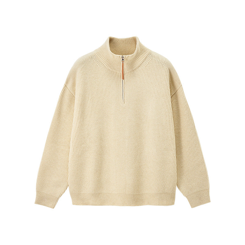 Ribbed Cotton-Blend Quarter-Zip Jumper