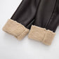 Jacket Faux Leather with Faux Shearling Collar and Cuffs