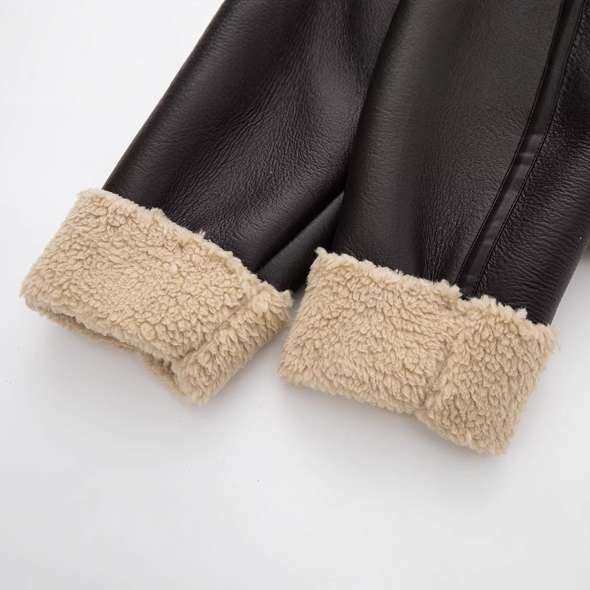 Jacket Faux Leather with Faux Shearling Collar and Cuffs