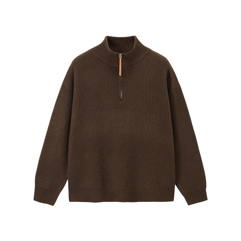 Ribbed Cotton-Blend Quarter-Zip Jumper