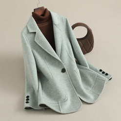 Blazer Wool Blend Longline with Notched Lapel and Single Button