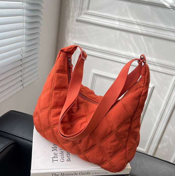 Crossbody Bag Quilted Nylon with Adjustable Shoulder Strap