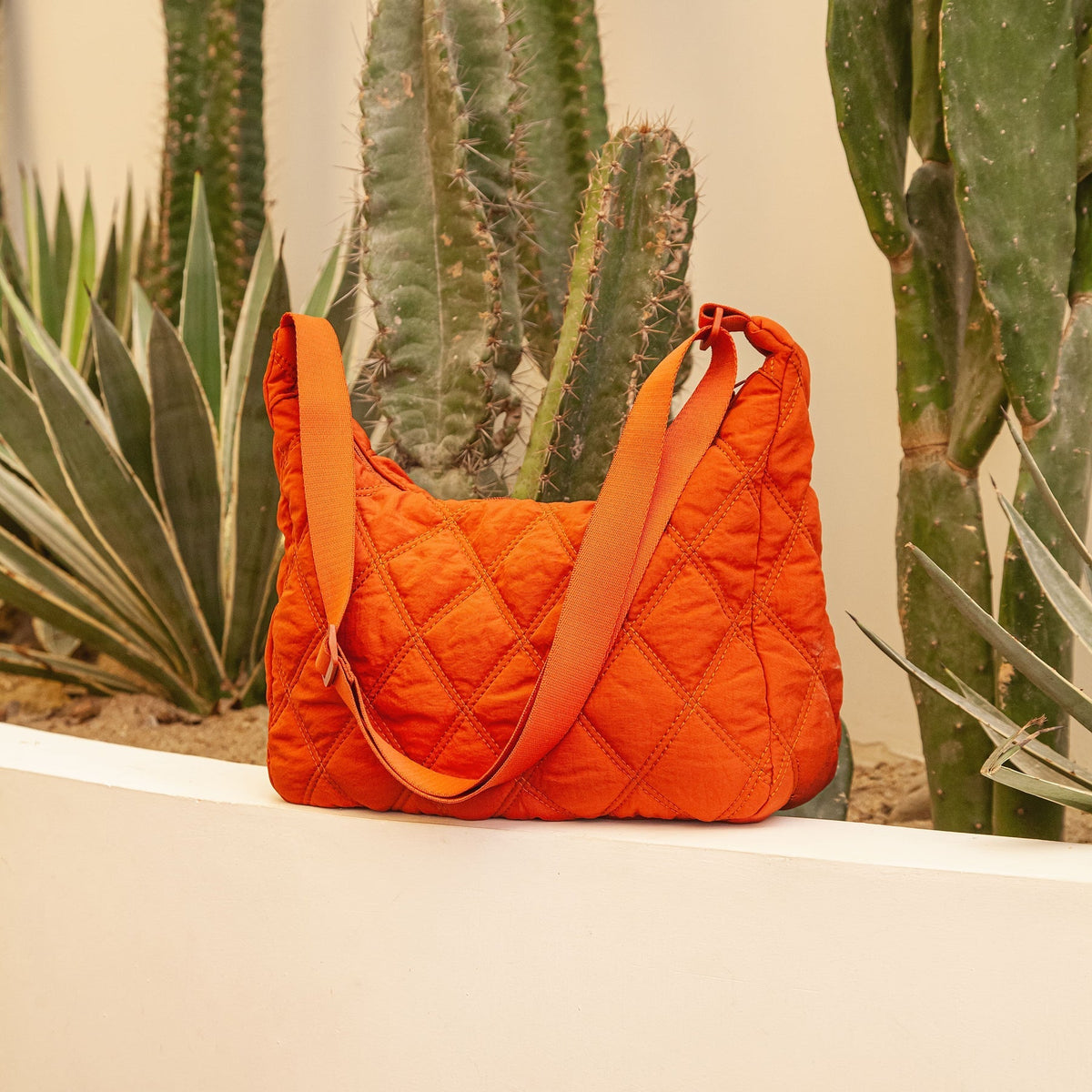 Crossbody Bag Quilted Nylon with Adjustable Shoulder Strap
