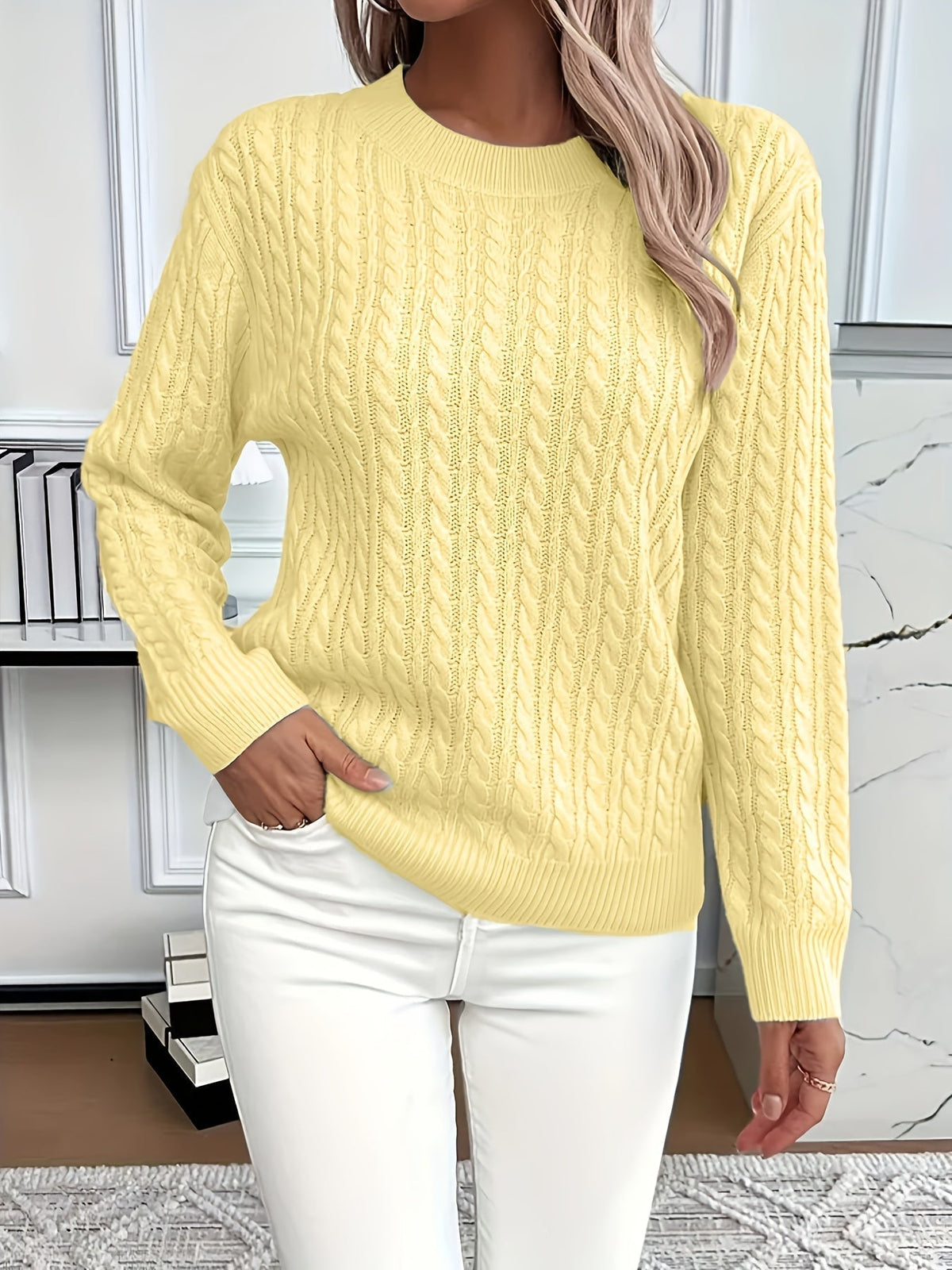 Oversized Cable Crewneck