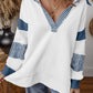 Striped V-Neck Colour Block Sweatshirt