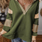 Striped V-Neck Colour Block Sweatshirt