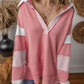 Striped V-Neck Colour Block Sweatshirt