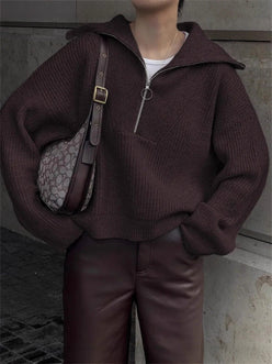 Oversized Wide Collar Half-Zip