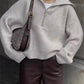Oversized Wide Collar Half-Zip