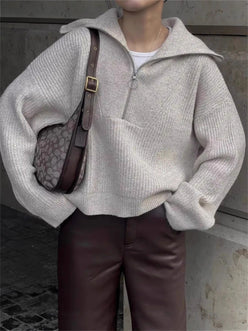 Oversized Wide Collar Half-Zip