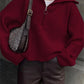 Oversized Wide Collar Half-Zip