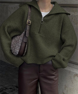 Oversized Wide Collar Half-Zip
