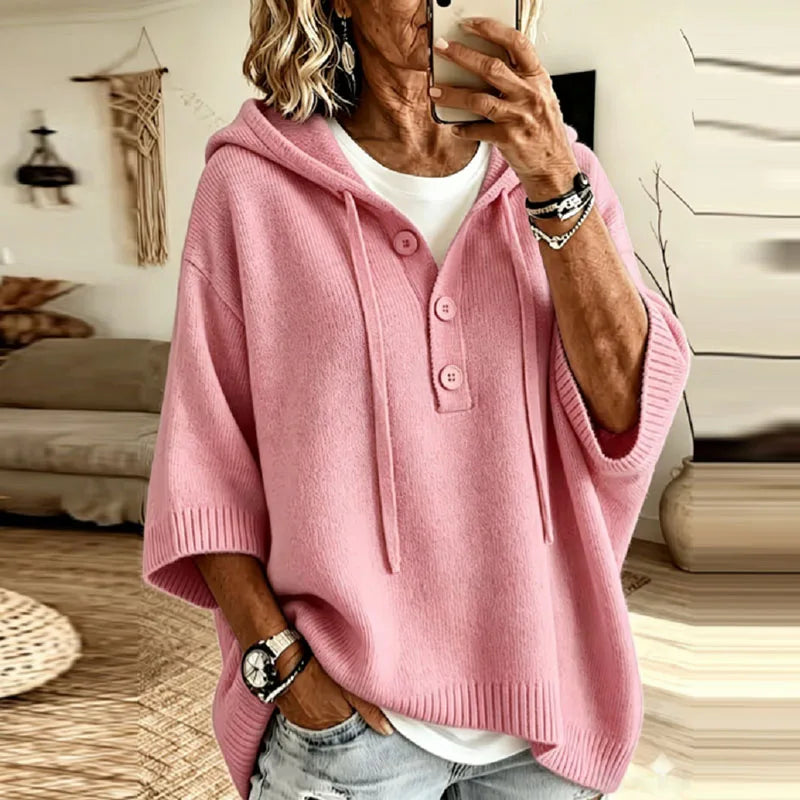 Hooded Button Knit Jumper