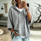 Lace-Up Hooded Knit Jumper