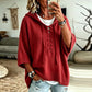 Lace-Up Hooded Knit Jumper