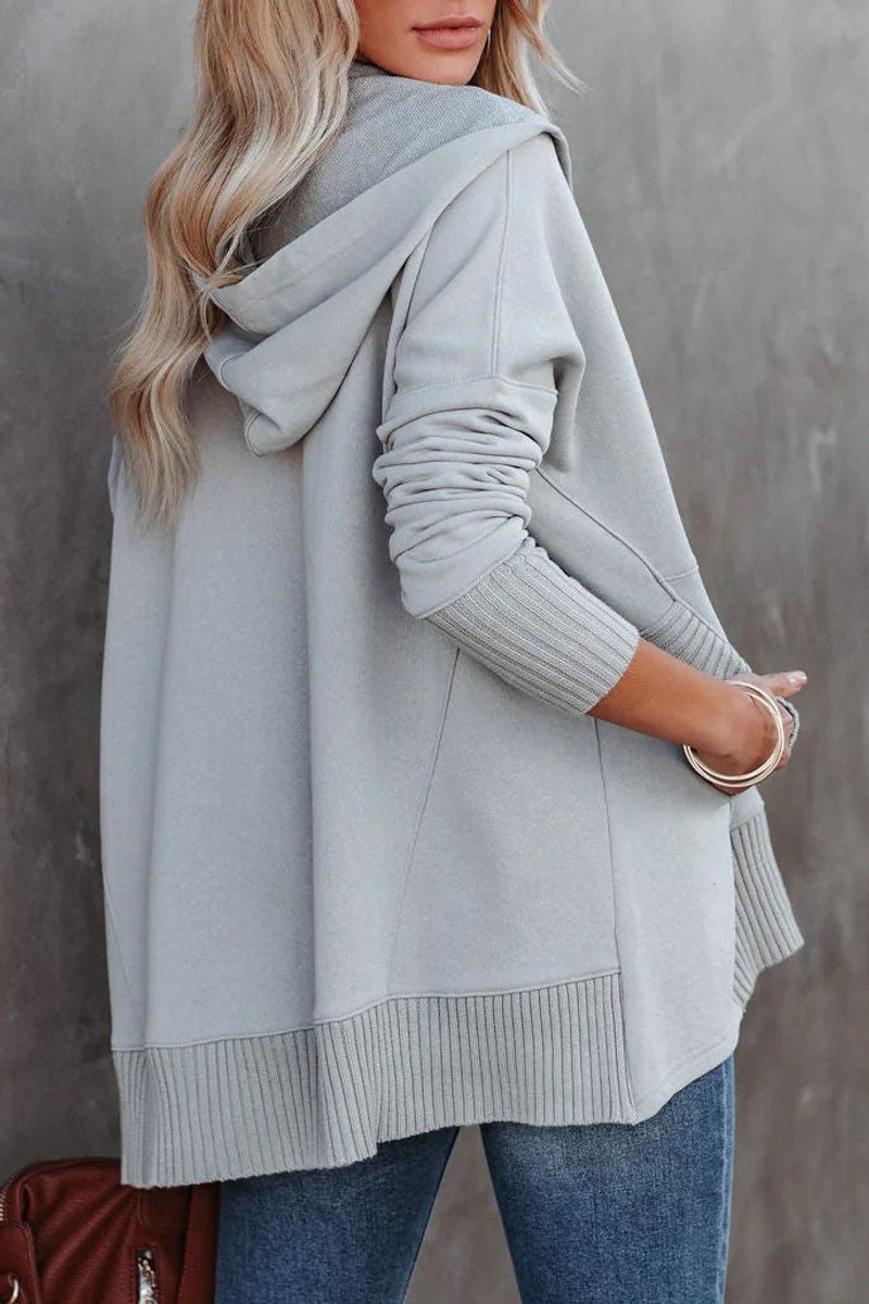 Snap Placket Oversized Hoodie