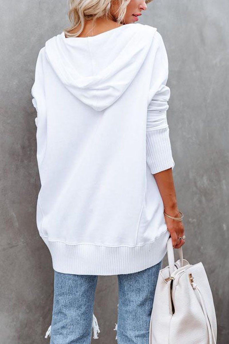 Snap Placket Oversized Hoodie