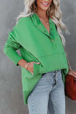 Snap Placket Oversized Hoodie