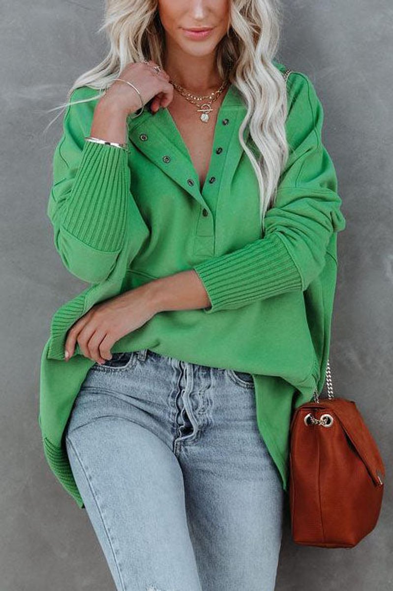 Snap Placket Oversized Hoodie