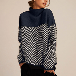 Herringbone Roll Neck Jumper