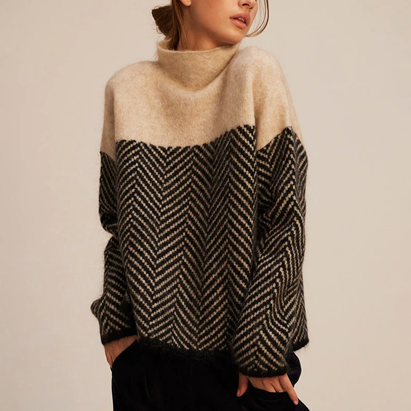 Herringbone Roll Neck Jumper