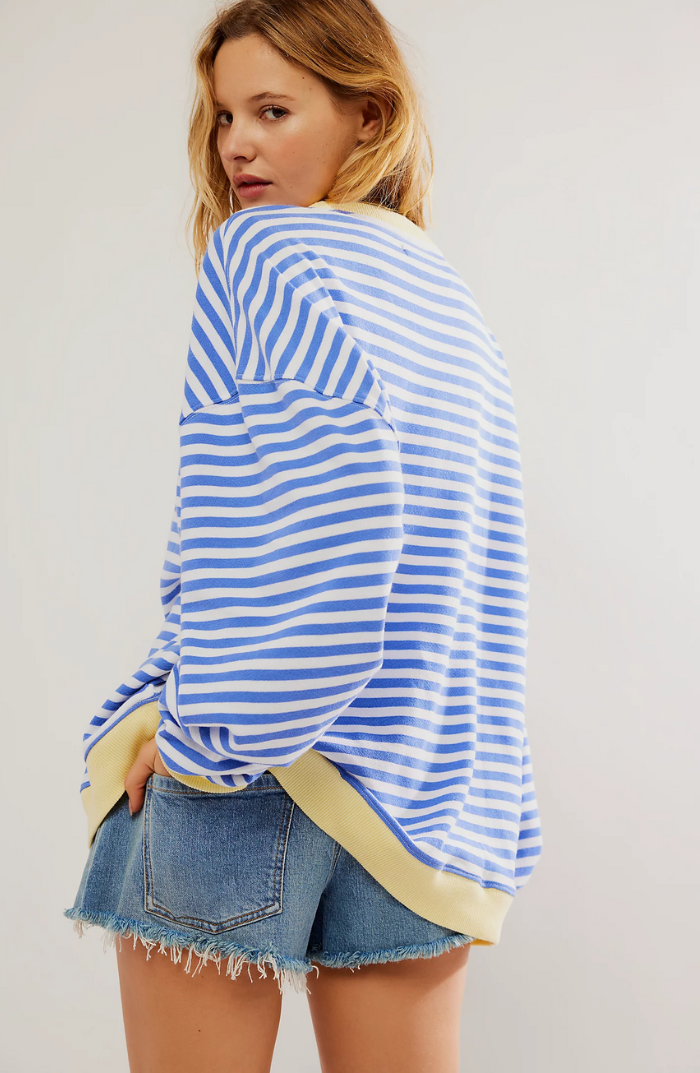 Neon Trim Striped Sweatshirt