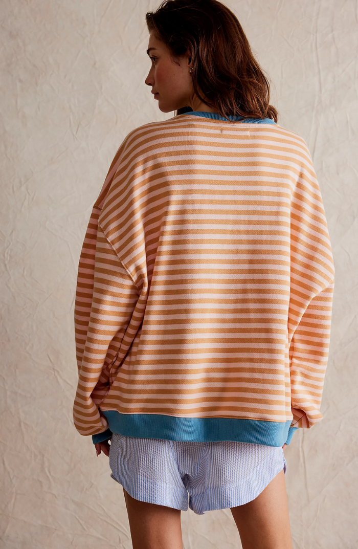 Neon Trim Striped Sweatshirt