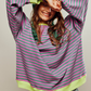 Neon Trim Striped Sweatshirt