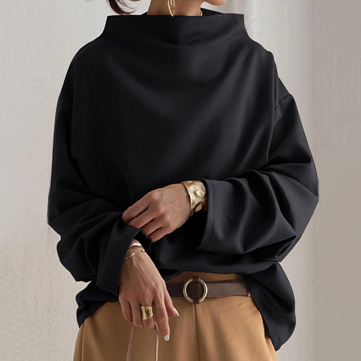 Draped High Neck Jumper