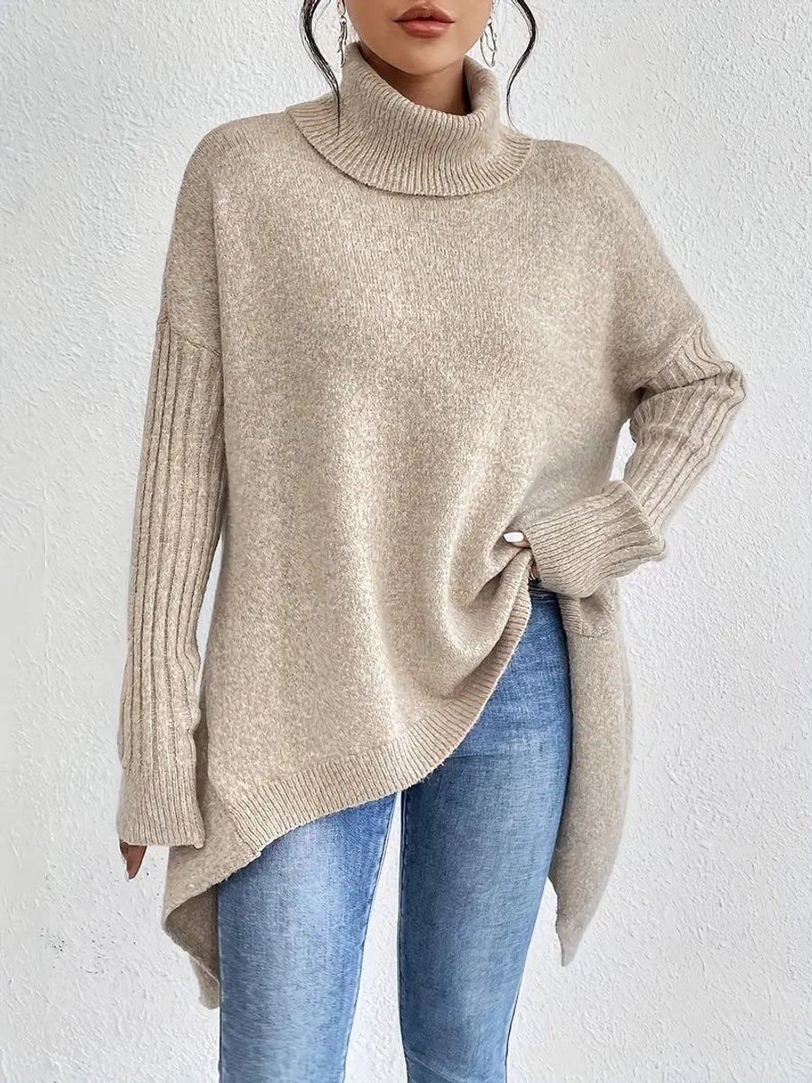 Side Slit Roll Neck Jumper