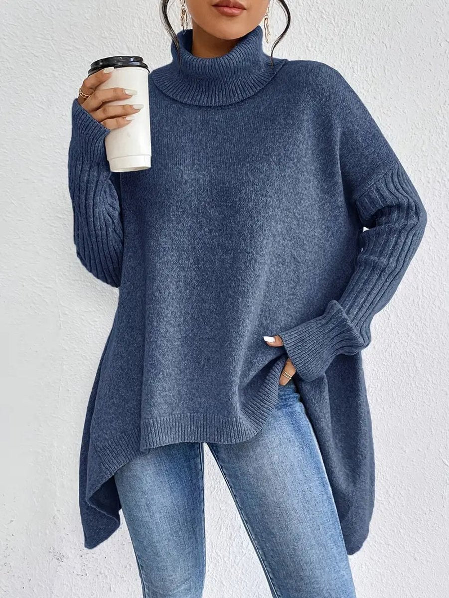 Side Slit Roll Neck Jumper