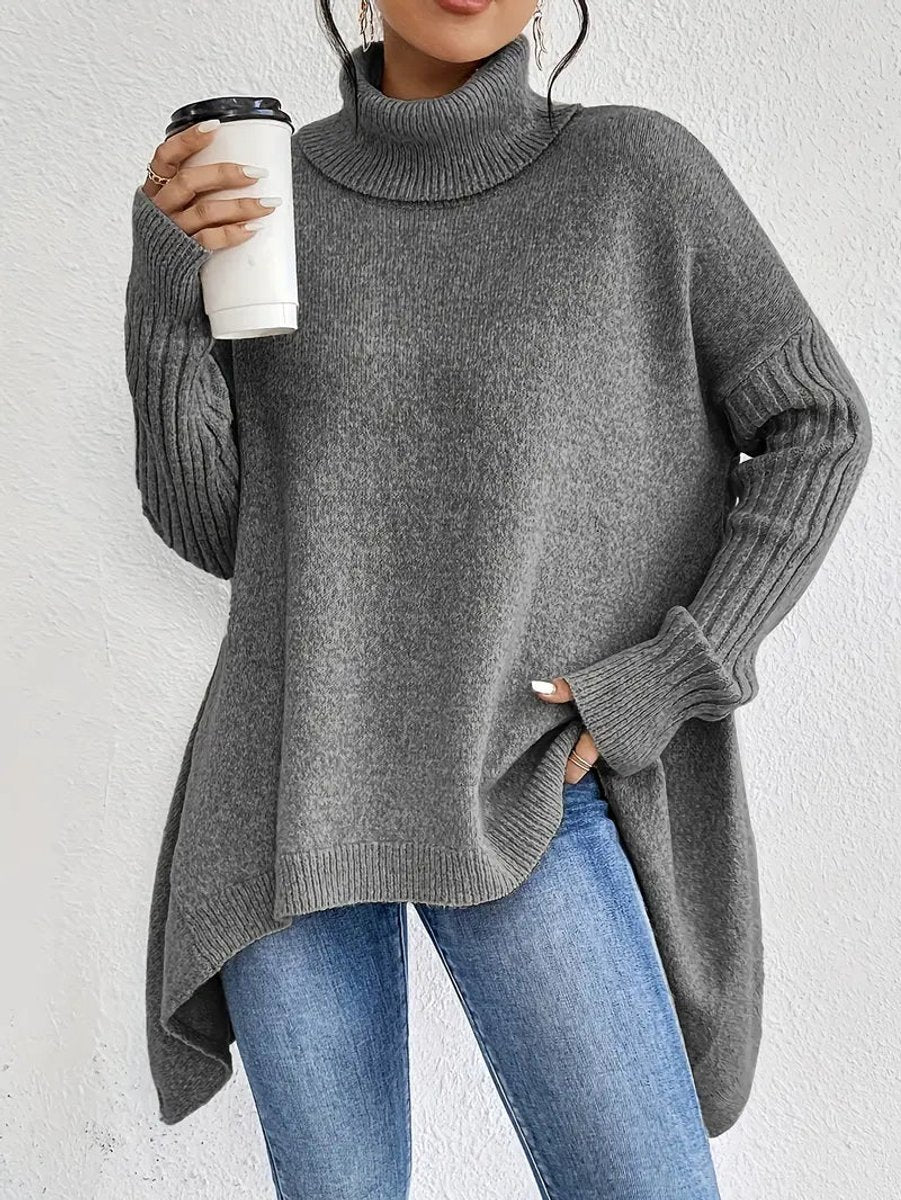 Side Slit Roll Neck Jumper