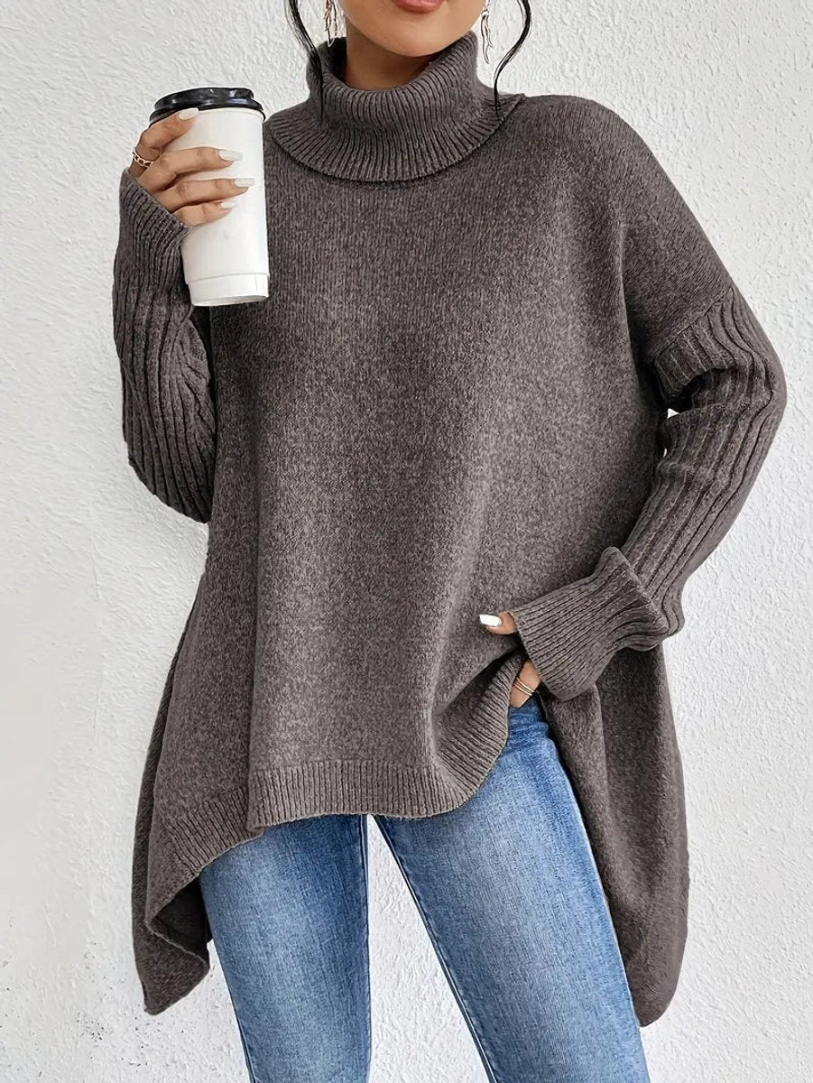Side Slit Roll Neck Jumper