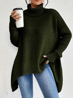 Side Slit Roll Neck Jumper