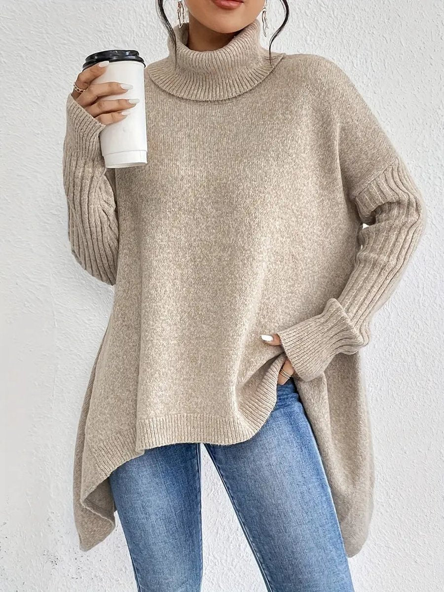 Side Slit Roll Neck Jumper