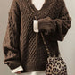 Oversized Cable V-Neck Jumper