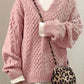 Oversized Cable V-Neck Jumper