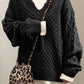 Oversized Cable V-Neck Jumper