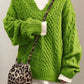 Oversized Cable V-Neck Jumper