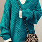 Oversized Cable V-Neck Jumper