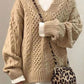 Oversized Cable V-Neck Jumper