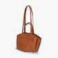 Tote Bag Grained Faux Leather with Removable Pouch and Topstitching